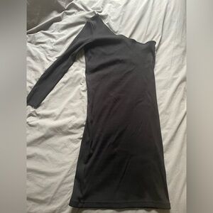 Massimo Dutti One-Shoulder Black Dress